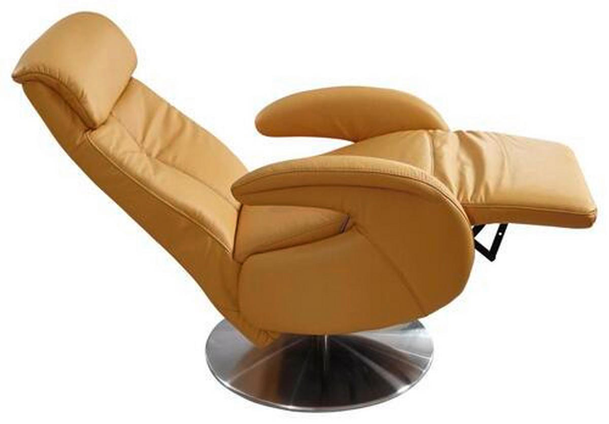 RELAXSESSEL Echtleder    - Edelstahlfarben/Gelb, KONVENTIONELL, Leder/Metall (70/110/80cm) - Cantus