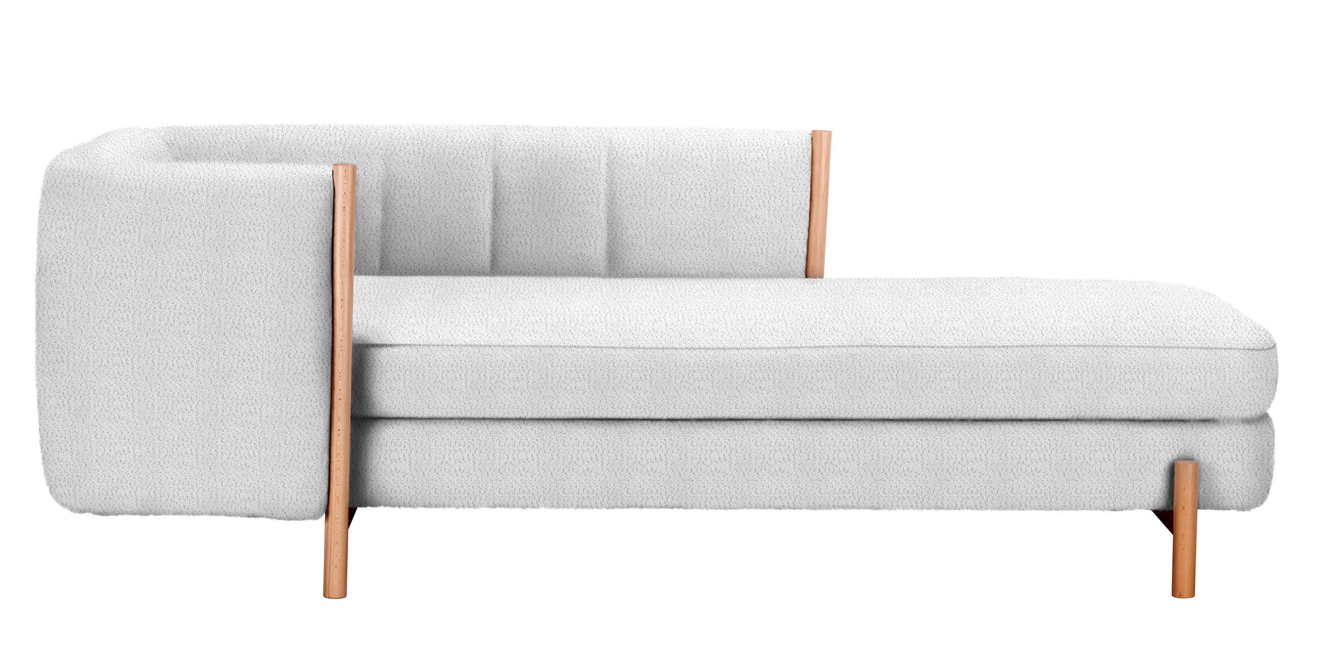 RÉCAMIERE Hellgrau Plüsch  - Hellgrau/Naturfarben, Design, Holz/Textil (216/90/109cm) - Niels Andersson
