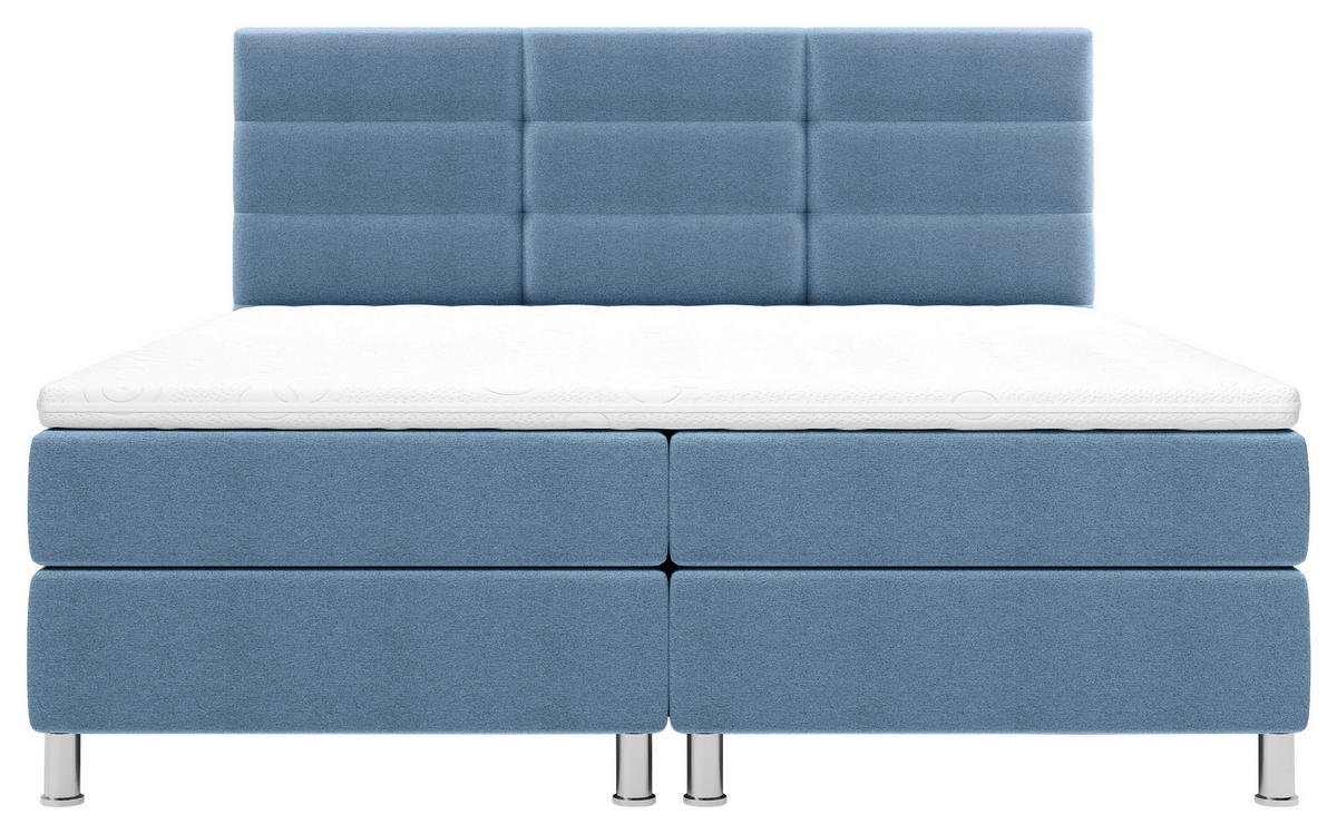 BOXBETT 180/200 cm  in Blau  - Chromfarben/Blau, KONVENTIONELL, Textil/Metall (180/200cm) - Carryhome