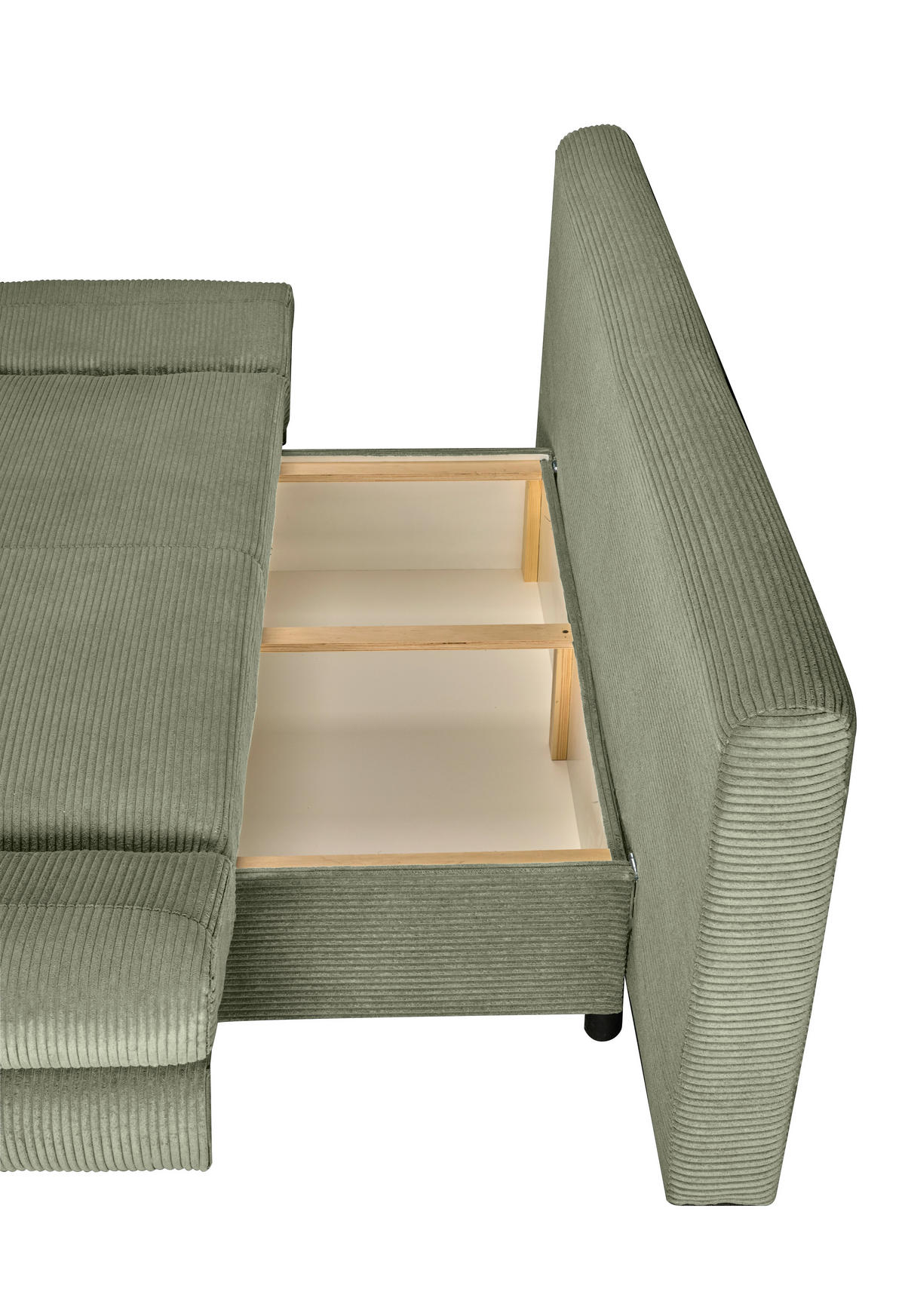 SCHLAFSOFA Cord Olivgrün  - Buchefarben/Olivgrün, KONVENTIONELL, Holz/Textil (200/75/85cm) - Carryhome