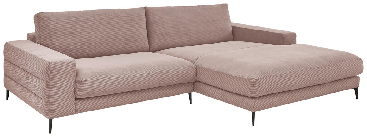 ECKSOFA in Feincord Altrosa  - Schwarz/Altrosa, Design, Textil/Metall (293/207cm) - Dieter Knoll