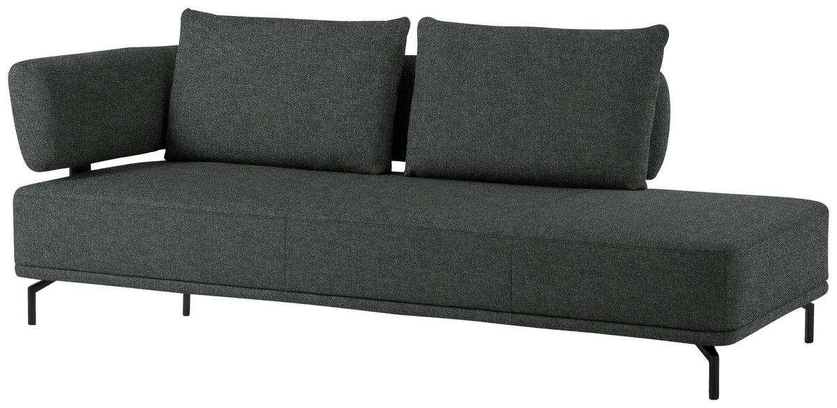 RÉCAMIERE Dunkelgrau Flachgewebe  - Dunkelgrau/Schwarz, Design, Textil/Metall (227/89/101cm) - Dieter Knoll