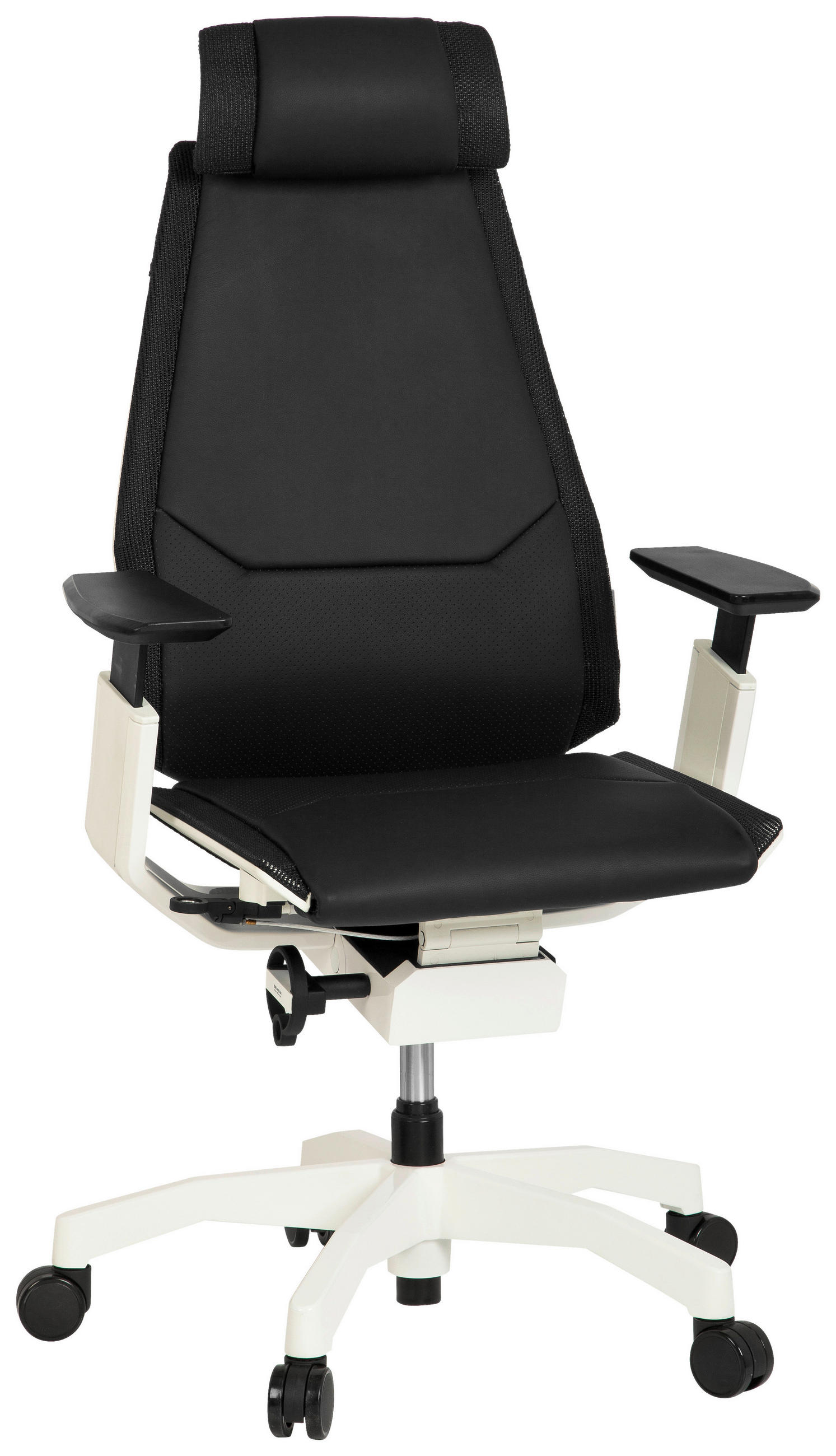 DREHSTUHL Schwarz, Weiß  - Schwarz/Weiß, MODERN, Leder/Kunststoff (57/119/46cm) - MID.YOU