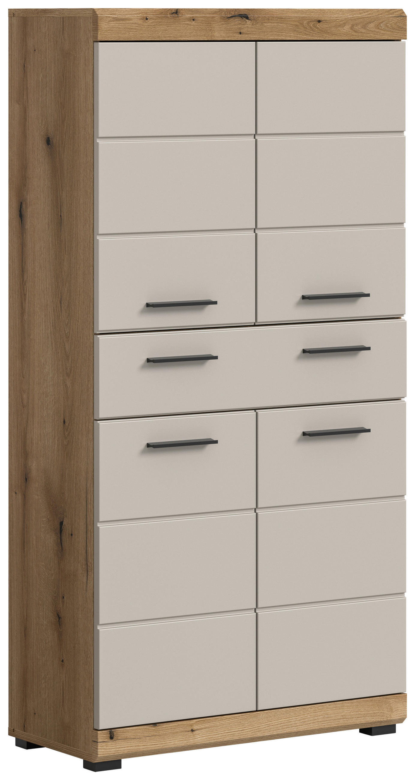 MIDISCHRANK 74/141/31 cm  - Kaschmir/Schwarz, MODERN, Holzwerkstoff/Kunststoff (74/141/31cm) - MID.YOU