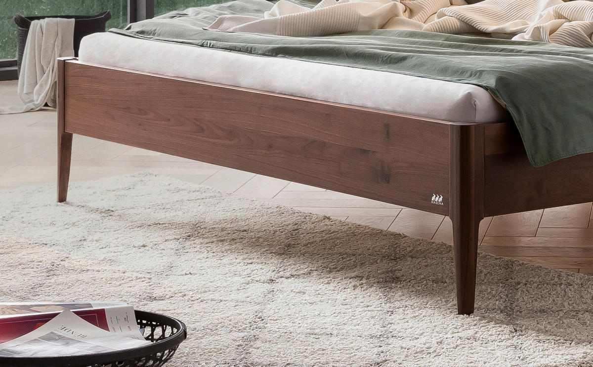 BETT 180/200 cm  in Nussbaumfarben, Dunkelgrau  - Dunkelgrau/Nussbaumfarben, MODERN, Holz/Textil (180/200cm) - Hasena