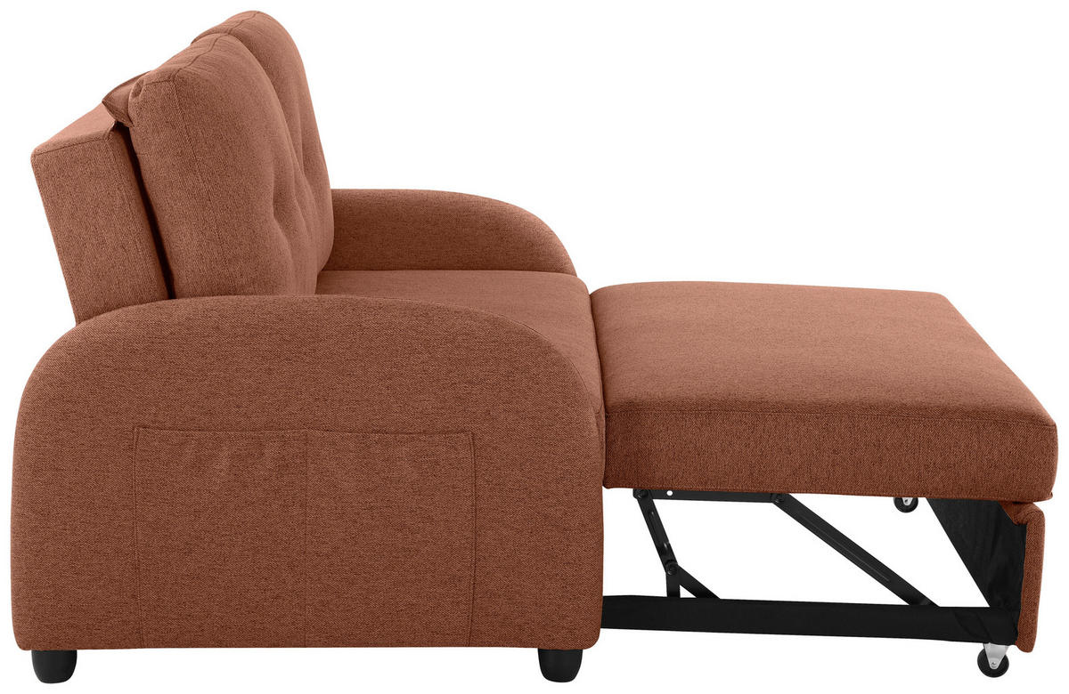 SCHLAFSOFA in Textil Rostfarben  - Rostfarben/Schwarz, Design, Kunststoff/Textil (140/94/95cm) - Livetastic