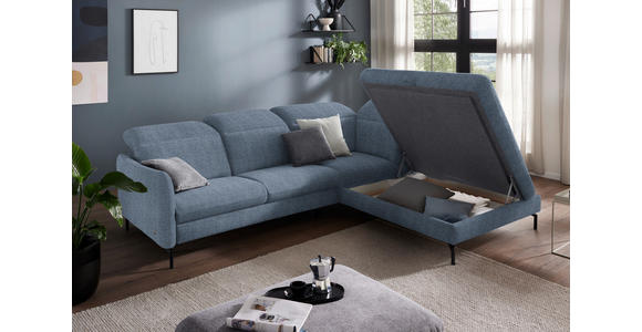 ECKSOFA in Flachgewebe Blau  - Blau/Schwarz, Design, Textil/Metall (299/233cm) - Dieter Knoll