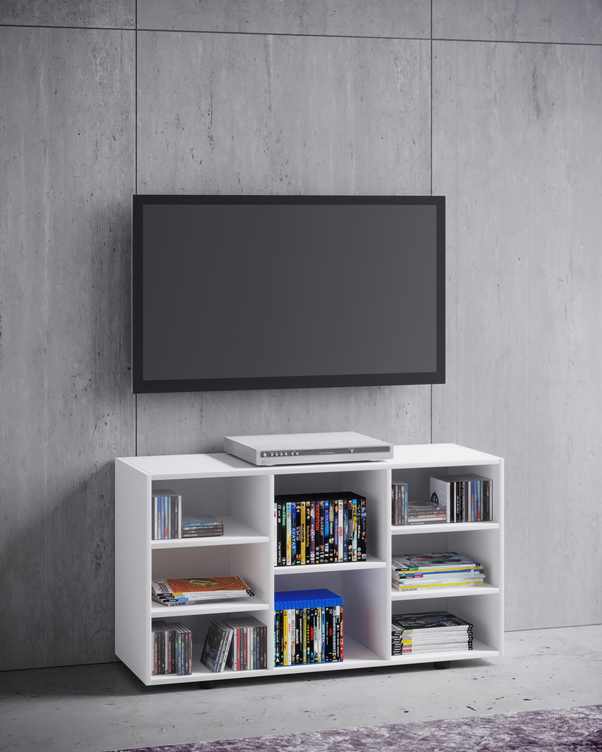 TV-BÄNK 114/60/40 cm  - vit/svart, Modern, trämaterial/plast (114/60/40cm) - MID.YOU
