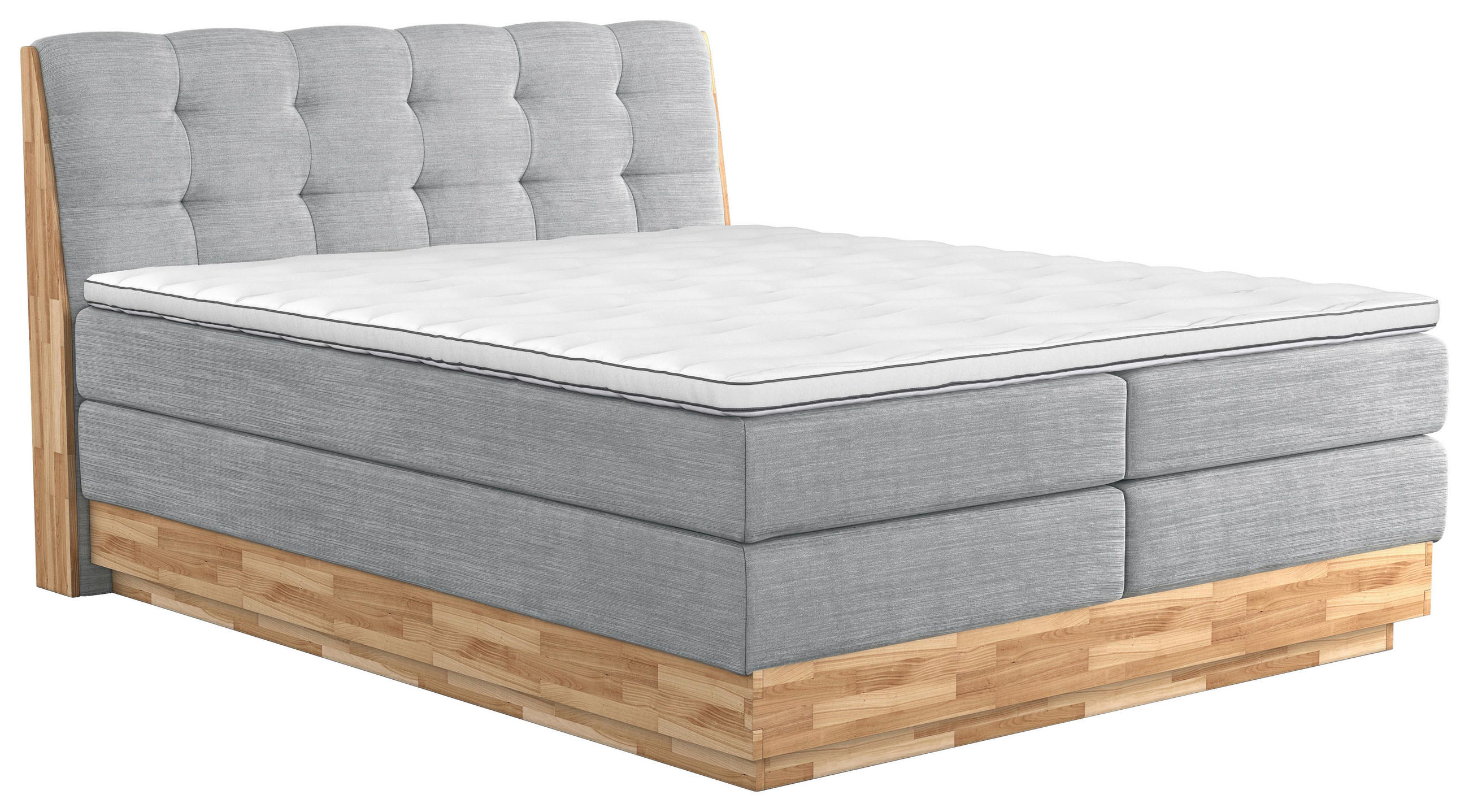 BOXSPRINGBETT 160/200 cm  in Grau  - Schwarz/Grau, Natur, Holz/Textil (160/200cm)