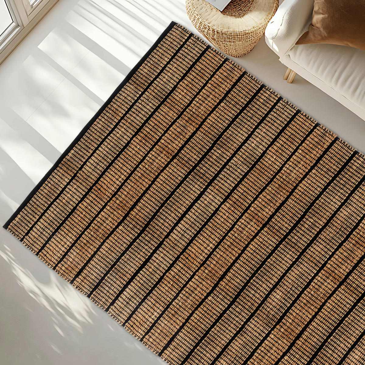 HANDWEBTEPPICH 60/110 cm Nalaya Schwarz rechteckig  - Schwarz, Basics, Textil (60/110cm) - Schöner Wohnen