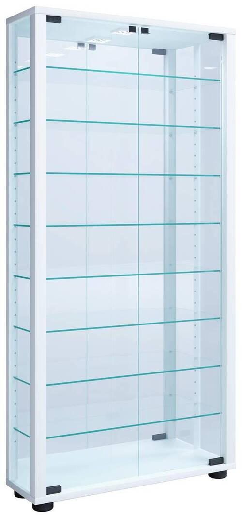 VÄGGHÄNGT VITRINSKÅP i vit   - vit/svart, Modern, trämaterial/glas (59/114,3/18cm) - MID.YOU