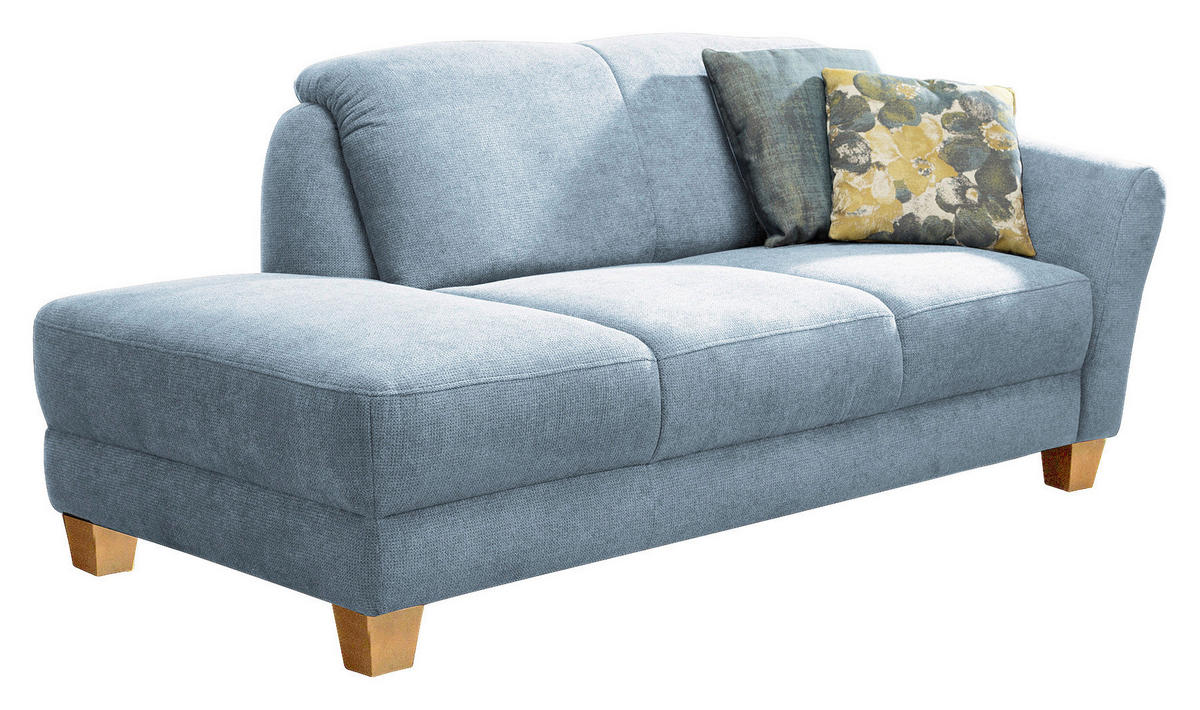 RÉCAMIERE in Flachgewebe Hellblau  - Naturfarben/Hellblau, Konventionell, Holz/Textil (194/84/91cm) - Sit & More