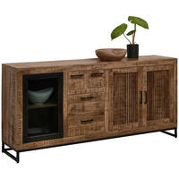SIDEBOARD 175/80/40 cm Naturfarben, Hellbraun  175/80/40 cm  - Hellbraun/Schwarz, Design, Glas/Holz (175/80/40cm) - Carryhome