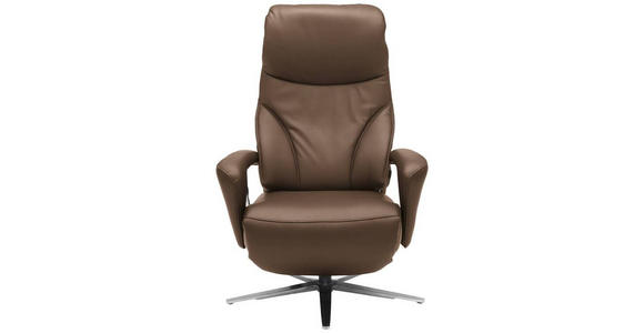 RELAXSESSEL in Leder Graubraun - Edelstahlfarben/Graubraun, Design, Leder/Metall (75/106/88cm) - Dieter Knoll