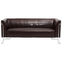 3-SITZER-SOFA in Lederlook Dunkelbraun  - Dunkelbraun/Silberfarben, MODERN, Textil/Metall (179/71/74cm) - MID.YOU