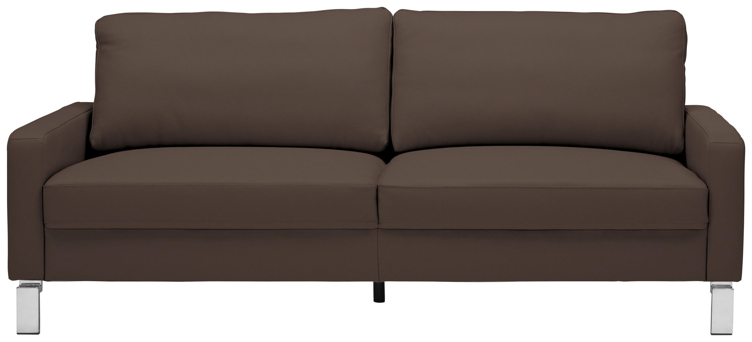 2-SITZER-SOFA in Echtleder Dunkelbraun  - Chromfarben/Dunkelbraun, Design, Leder/Metall (184/81/97cm) - Pure Home Lifestyle