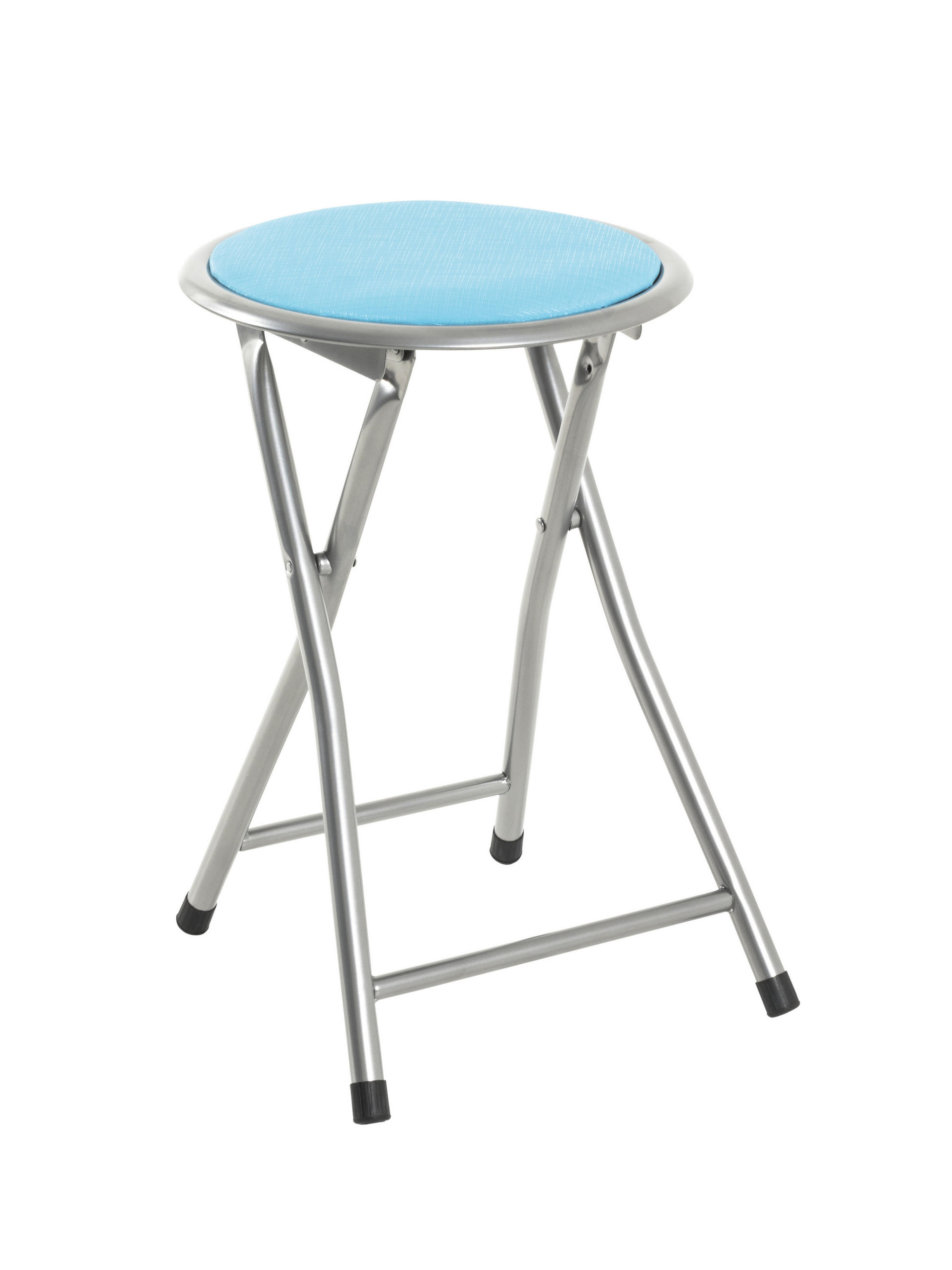 KLAPPHOCKER in Textil Alufarben, Hellblau  - Alufarben/Hellblau, Design, Textil/Metall (30/45/30cm) - Carryhome
