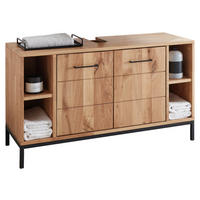 WASCHBECKENUNTERSCHRANK 105/60/40 cm  - Wildeiche/Schwarz, Basics, Holz/Metall (105/60/40cm) - Linea Natura