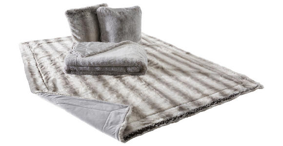 FELLDECKE SILBERFUCHS 150/200 cm - Silberfarben, KONVENTIONELL, Textil/Fell (150/200cm) - Novel