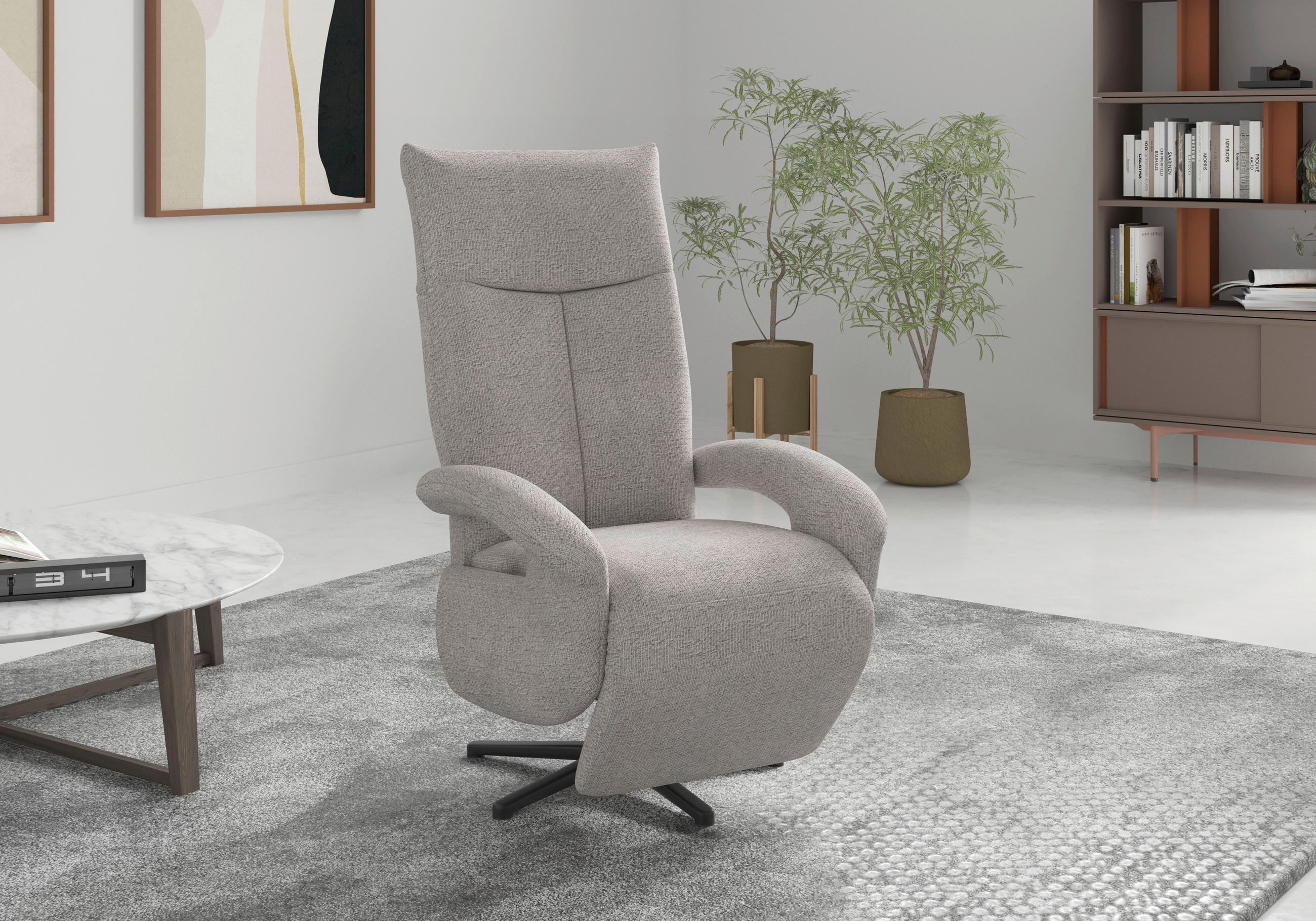 SESSEL in Chenille Silberfarben  - Silberfarben/Schwarz, MODERN, Textil/Metall (74/112/82cm) - Sit & More