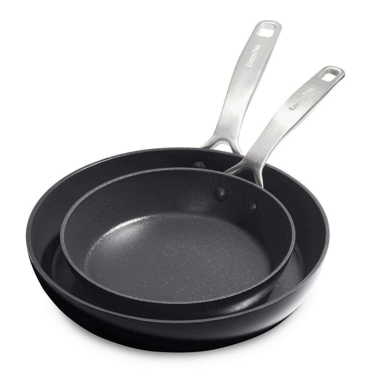 PFANNENSET Copenhagen Aluminium, Edelstahl 2-teilig  - Schwarz, Basics, Metall (20 & 28cm) - GreenPan