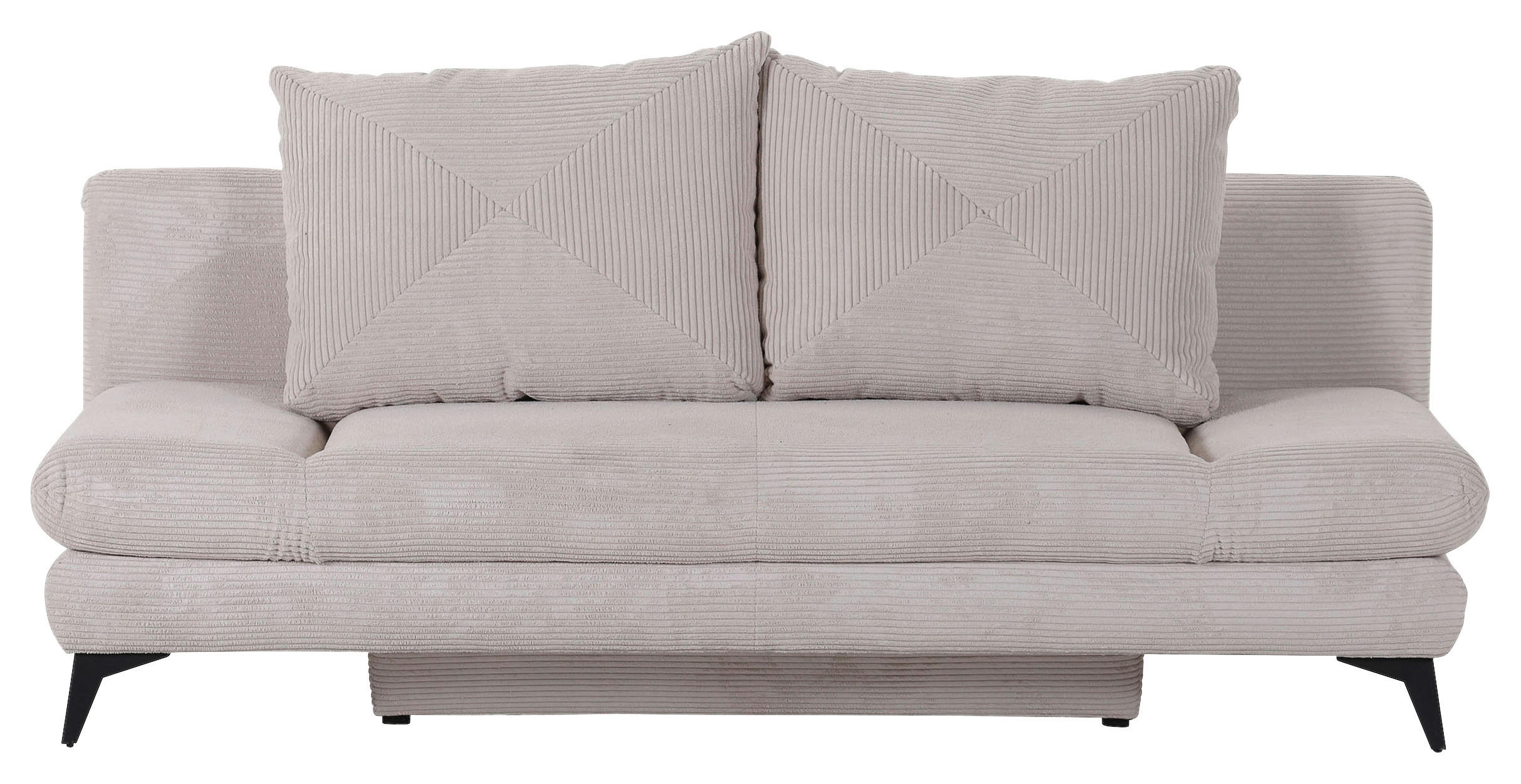 SCHLAFSOFA Cord Naturfarben  - Schwarz/Naturfarben, KONVENTIONELL, Textil/Metall (200/78/95cm) - home24