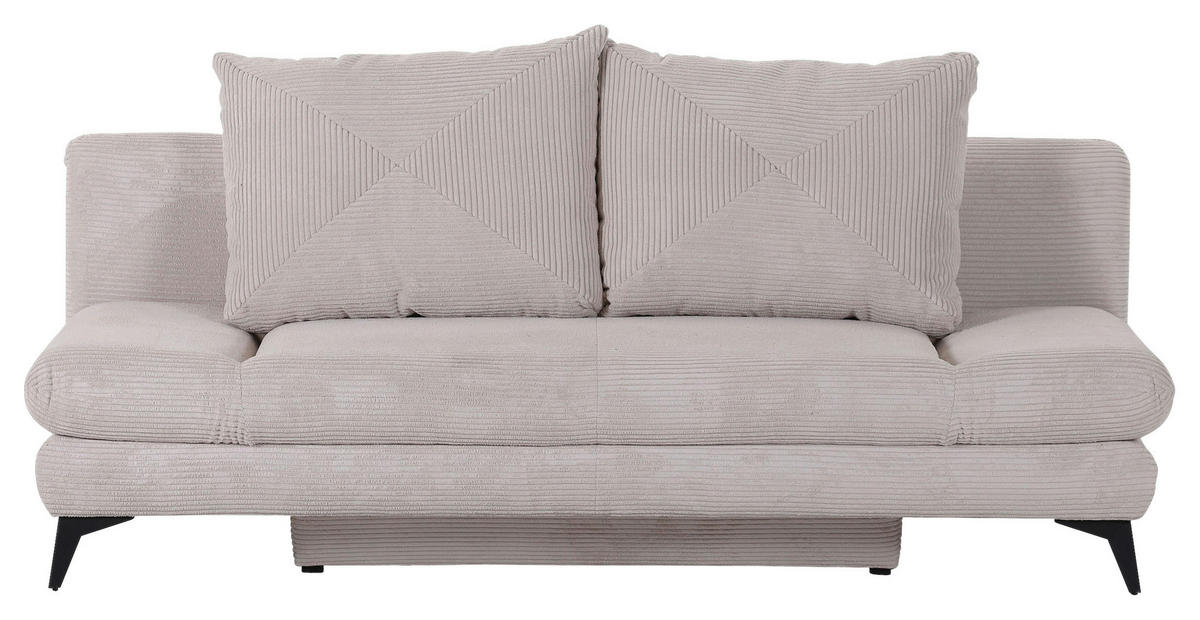 SCHLAFSOFA Cord Naturfarben  - Schwarz/Naturfarben, KONVENTIONELL, Textil/Metall (200/78/95cm) - home24