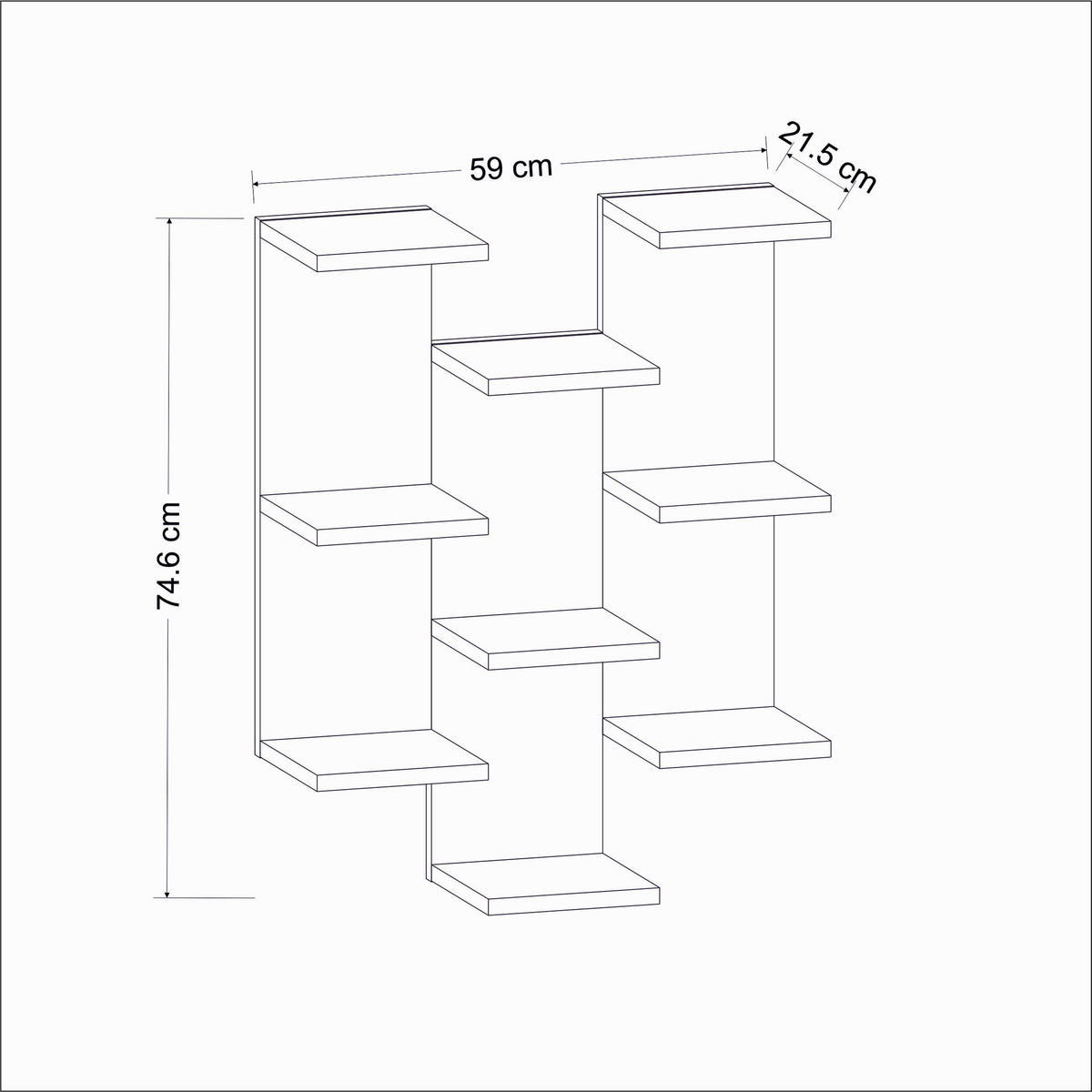 WANDREGAL 58,8/74,1/21,4 cm  - Anthrazit, Design, Holzwerkstoff (58,8/74,1/21,4cm) - MID.YOU