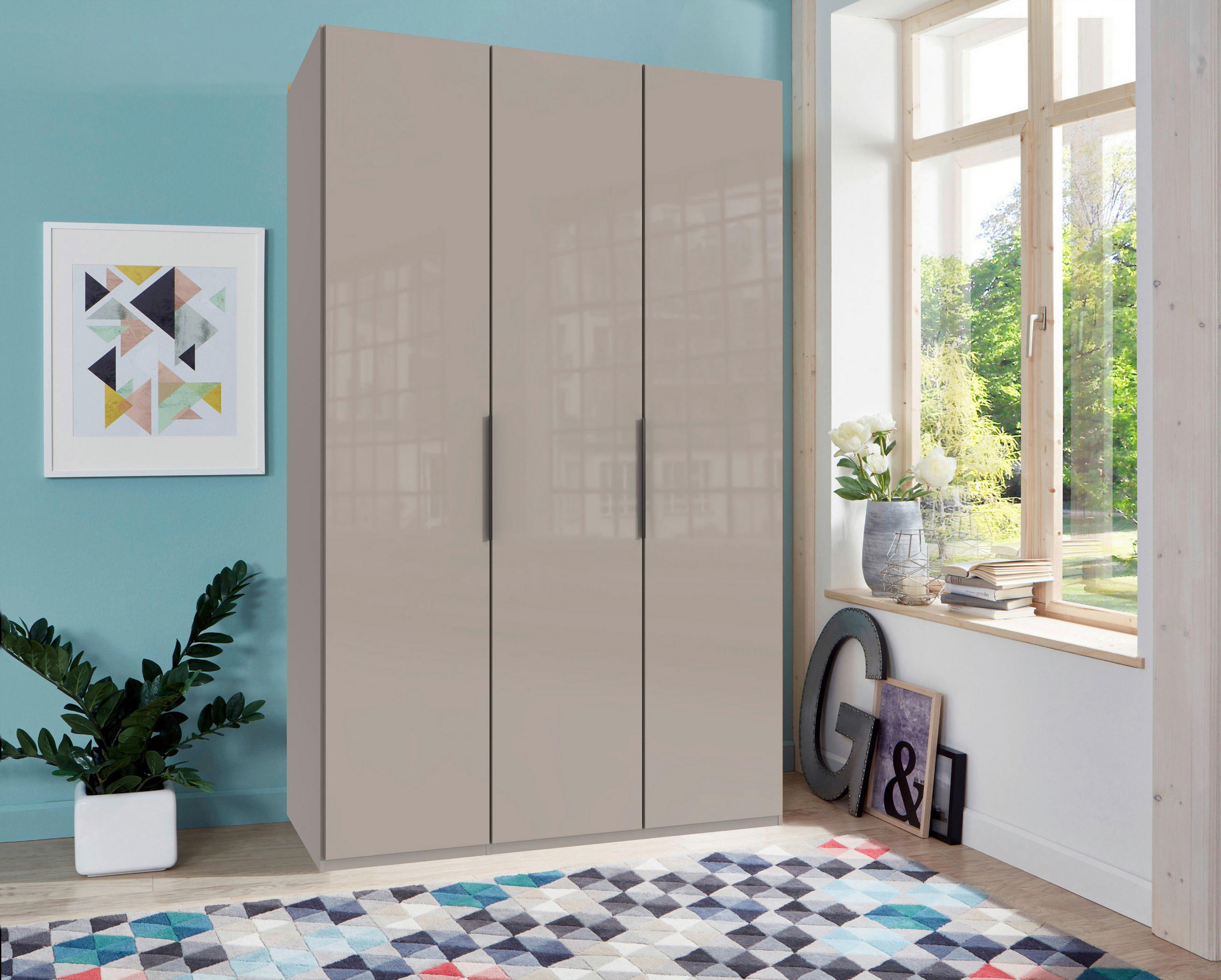 DREHTÜRENSCHRANK in Sahara  - Schwarz/Sahara, Konventionell, Glas/Holzwerkstoff (150/236/58cm) - Hom`in