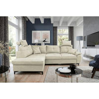 ECKSOFA SOLEI Beige Chenille Zierkissen, Bettkasten, Kopfstütze  - Beige/Schwarz, Design, Kunststoff/Textil (203/265cm) - MID.YOU