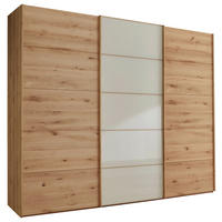 SCHWEBETÜRENSCHRANK  in Champagner, Eiche Bianco  - Eiche Bianco/Champagner, Natur, Glas/Holz (250/217/67cm) - Linea Natura
