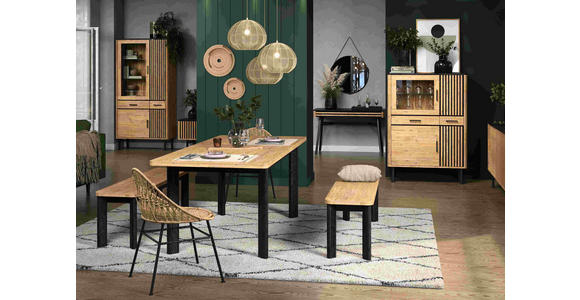 ESSTISCH in Holz 160-200/90/76 cm  - Schwarz/Akaziefarben, LIFESTYLE, Holz (160-200/90/76cm) - Landscape
