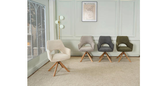 ARMLEHNSTUHL  Sitzfläche 360° drehbar, inklusive Armlehnen Cord  - Eichefarben/Dunkelgrau, Design, Holz/Textil (60/85/63cm) - Hom`in