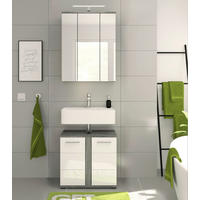 KOUPELNA vysoce lesklá bílá  - barvy stříbra/černá, Moderní, kompozitní dřevo/plast (60cm) - MID.YOU