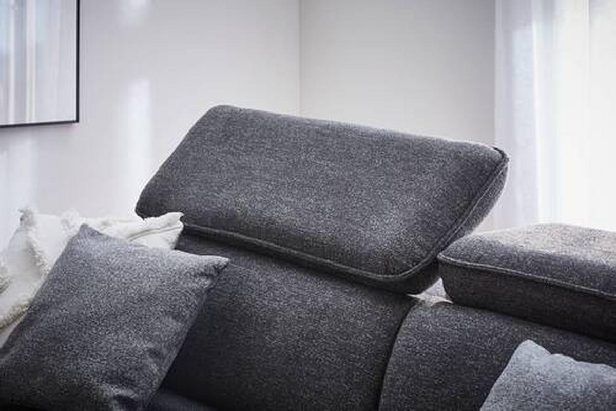 ECKSOFA inkl. Funktionen Graphitfarben Struktur  - Schwarz/Graphitfarben, Design, Holz/Textil (185/232cm) - Stylife