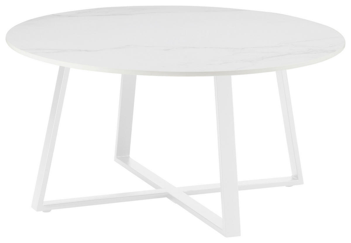 COUCHTISCH in Metall, Keramik 80/80/40 cm  - Weiss, Design, Keramik/Metall (80/80/40cm) - Carryhome