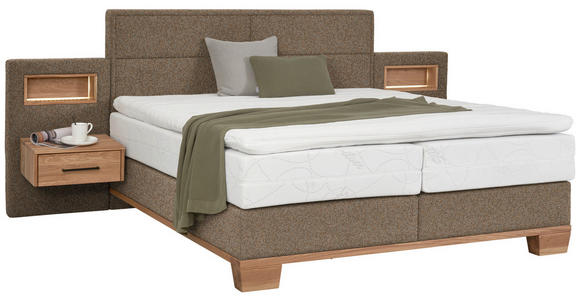 BOXSPRINGBETT 160/200 cm in Braun, Eichefarben - Eichefarben/Braun, Natur, Holz/Textil (160/200cm) - Valnatura