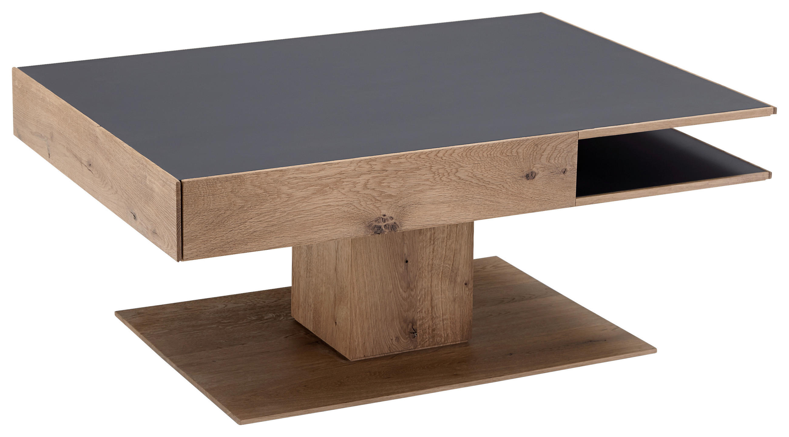 COUCHTISCH in Holz, Glas 105/75/46 cm  - Eichefarben/Anthrazit, Design, Glas/Holz (105/75/46cm) - Valnatura