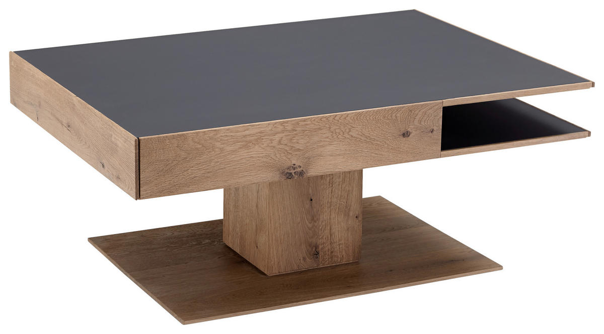 COUCHTISCH in Holz, Glas 105/75/46 cm  - Eichefarben/Anthrazit, Design, Glas/Holz (105/75/46cm) - Valnatura