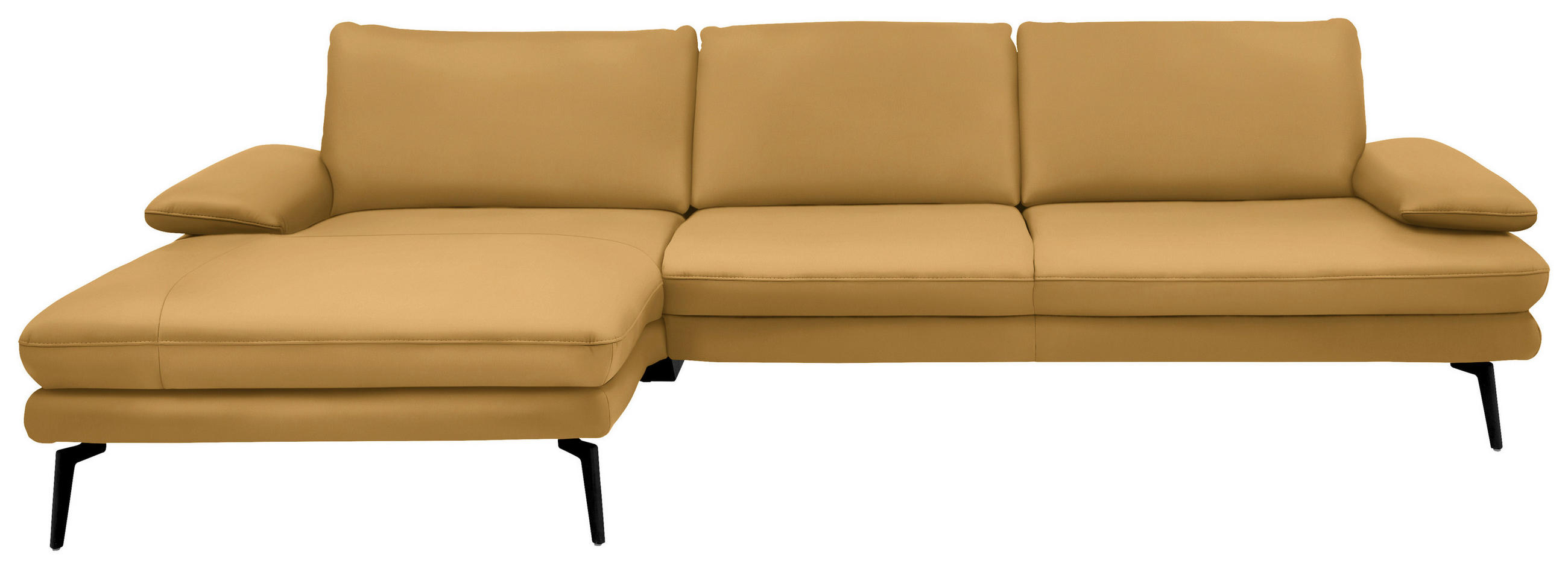 ECKSOFA in Echtleder Gelb  180/310 cm  - Gelb/Schwarz, Design, Leder/Metall (180/310cm) - Dieter Knoll
