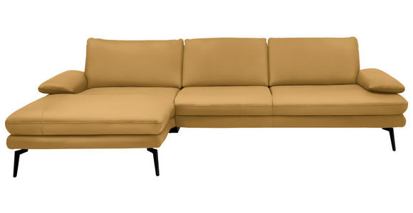 ECKSOFA Beldomo Premium in Echtleder Gelb  180/310 cm  - Gelb/Schwarz, Design, Leder/Metall (180/310cm) - Dieter Knoll