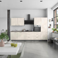 KÜCHENBLOCK Riva 330 cm  in Weiß, Schieferfarben  - Schieferfarben/Edelstahlfarben, MODERN, Holzwerkstoff/Metall (330cm) - Nobilia