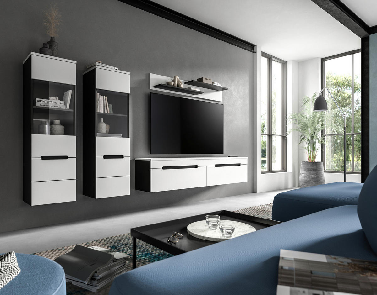 OBÝVACIA STENA biela - čierna/biela, Design, kompozitné drevo/plast (272/141/33cm) - Livetastic