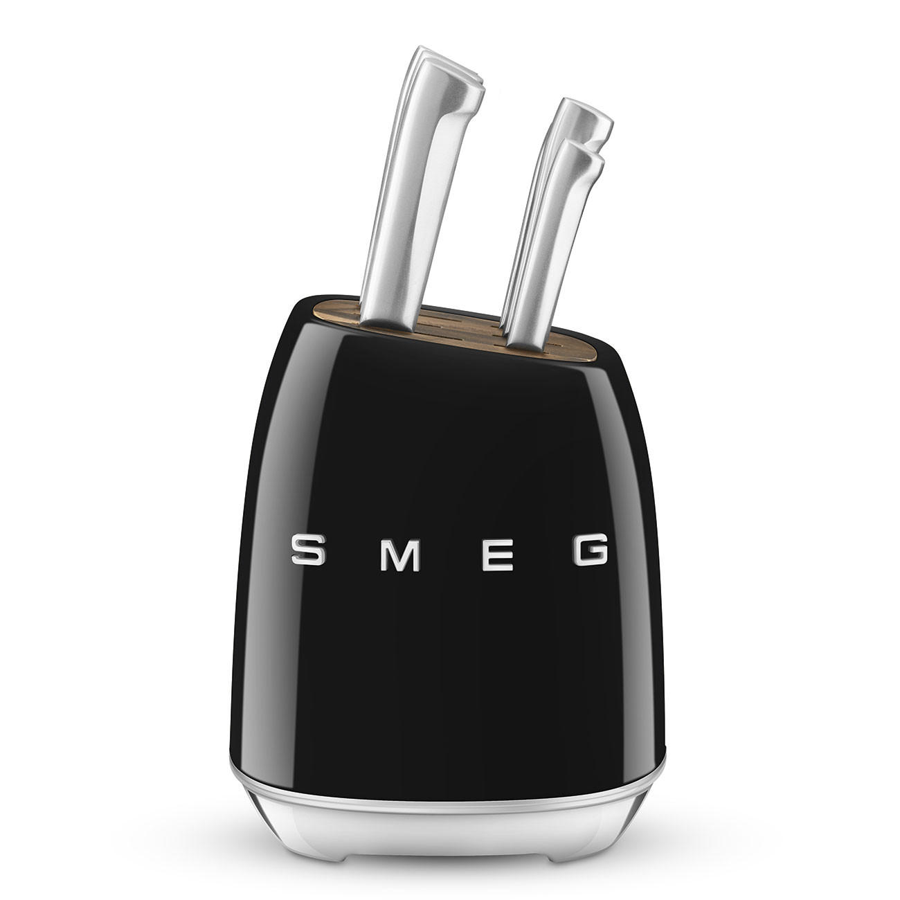 MESSERBLOCK 6-teilig  - Schwarz Hochglanz, Basics, Holz/Kunststoff (13,5/23,2/19cm) - SMEG