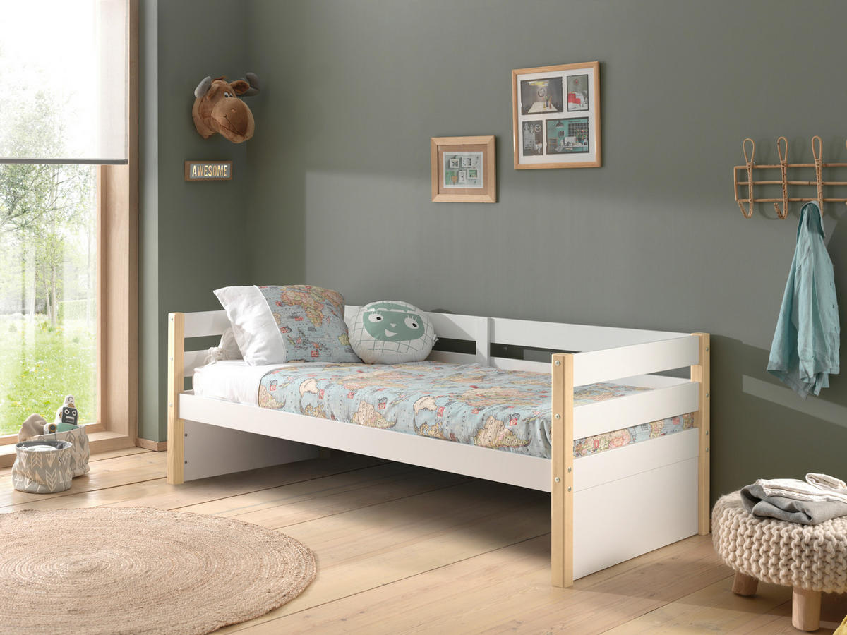 BETT 90/200 cm  in Weiß, Kieferfarben  - Weiß/Kieferfarben, MODERN, Holz/Holzwerkstoff (90/200cm) - MID.YOU