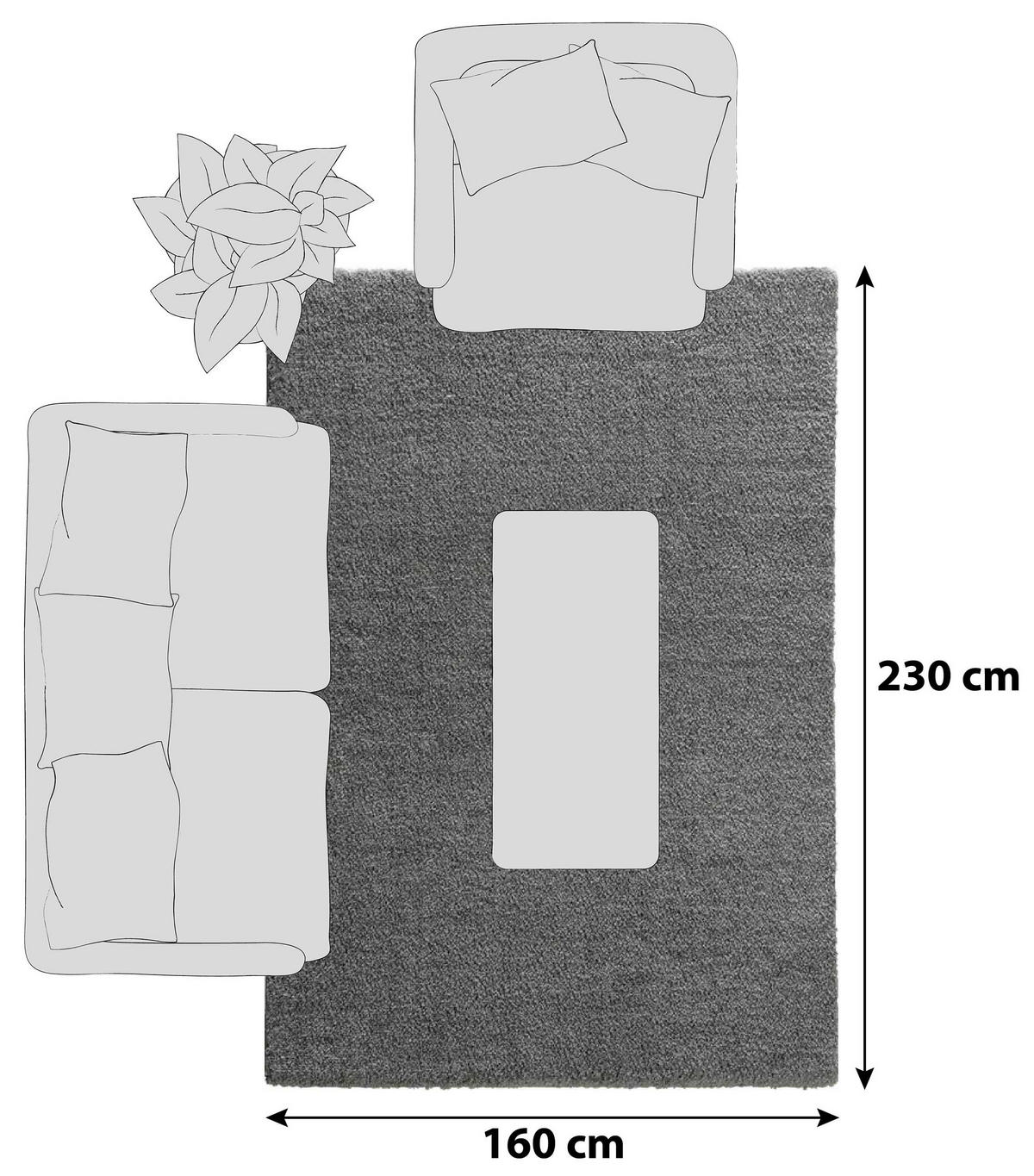 HOCHFLORTEPPICH 160/230 cm New Livorno Grau  - Grau, Basics, Textil (160/230cm)