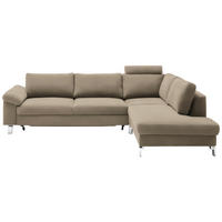 ECKSOFA in Echtleder Hellbraun  - Chromfarben/Hellbraun, Design, Leder/Metall (281/200cm) - Pure Home Lifestyle