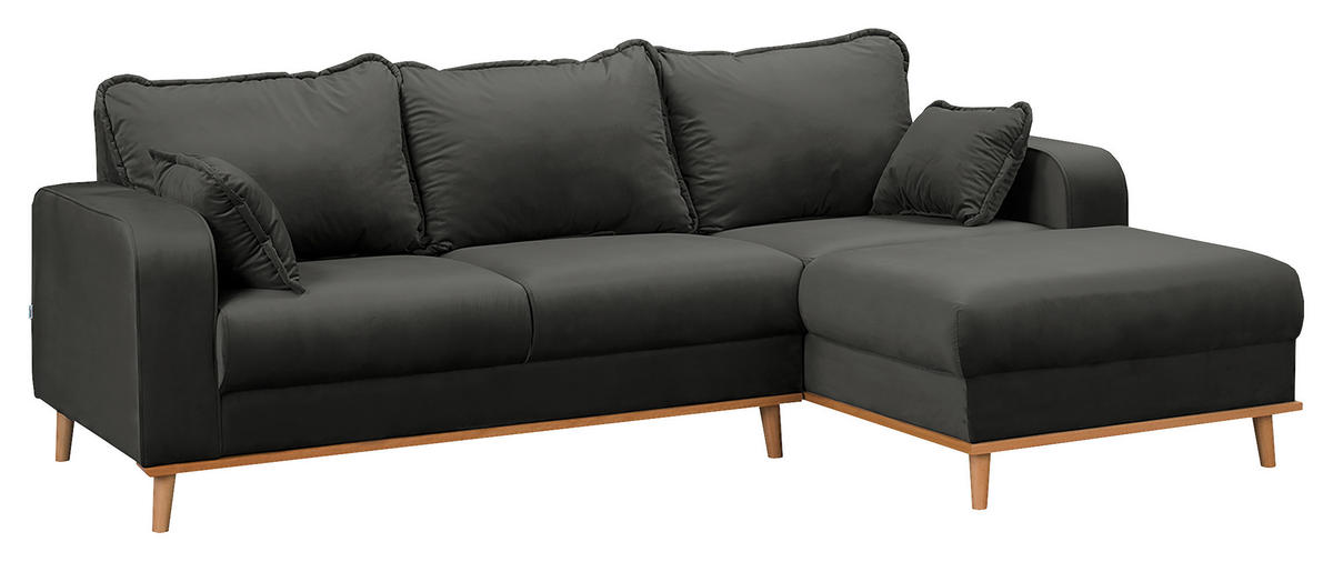 ECKSOFA Beata in Mikrofaser Dunkelgrau  230/150 cm  - Wengefarben/Dunkelgrau, Design, Holz/Textil (230/150cm) - Livetastic