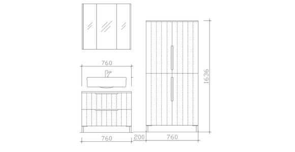 HOCHSCHRANK 76/153,6/38,8 cm  - Schwarz/Weiß, ROMANTIK / LANDHAUS, Holzwerkstoff/Metall (76/153,6/38,8cm) - Xora