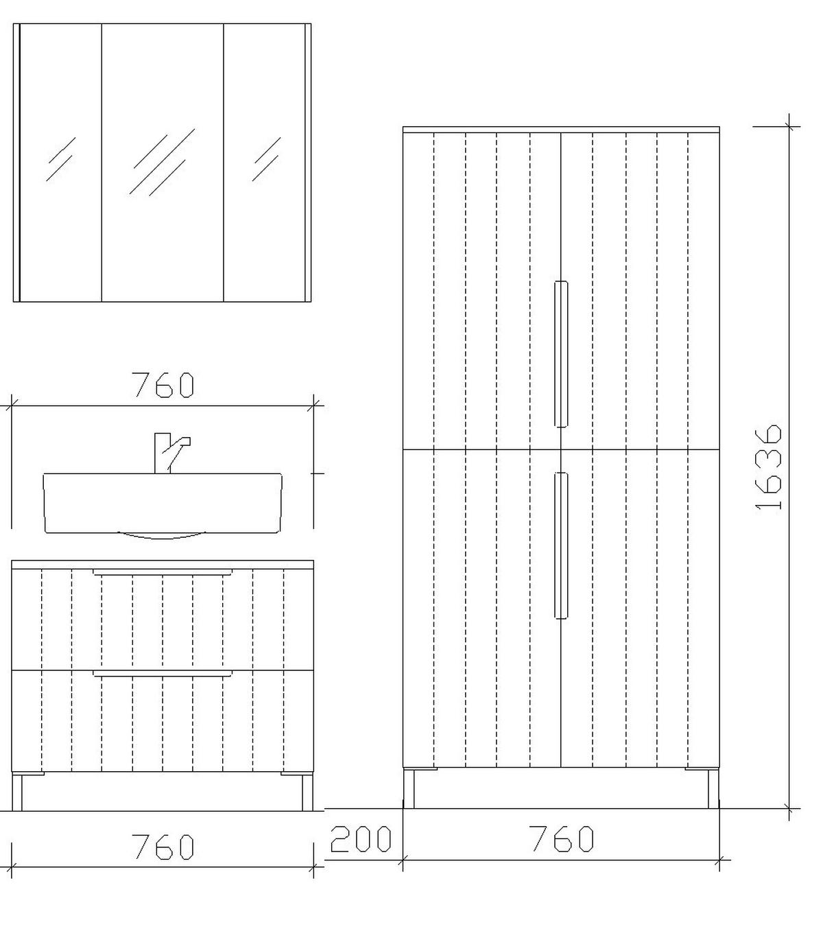 WASCHBECKENUNTERSCHRANK 76/53/38,5 cm  - Schwarz/Weiß, ROMANTIK / LANDHAUS, Holzwerkstoff/Metall (76/53/38,5cm) - Xora